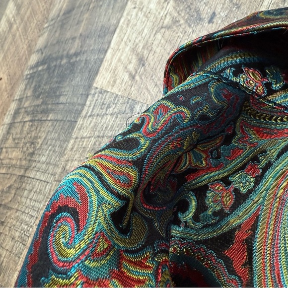Chico’s Silk Paisley Print Button Shirt Size 2 - Picture 9 of 11
